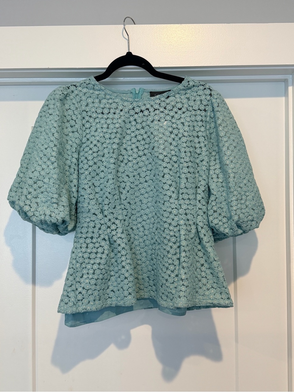 Gracia Mint Textured Puff Sleeve Blouse